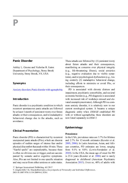 (PDF) Panic Disorder