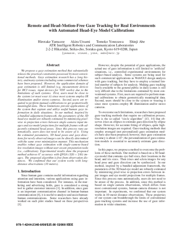 (PDF) Remote and head-motion-free gaze tracking for real environments ...
