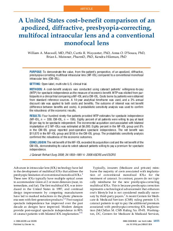 (PDF) A United States cost–benefit comparison of an apodized ...