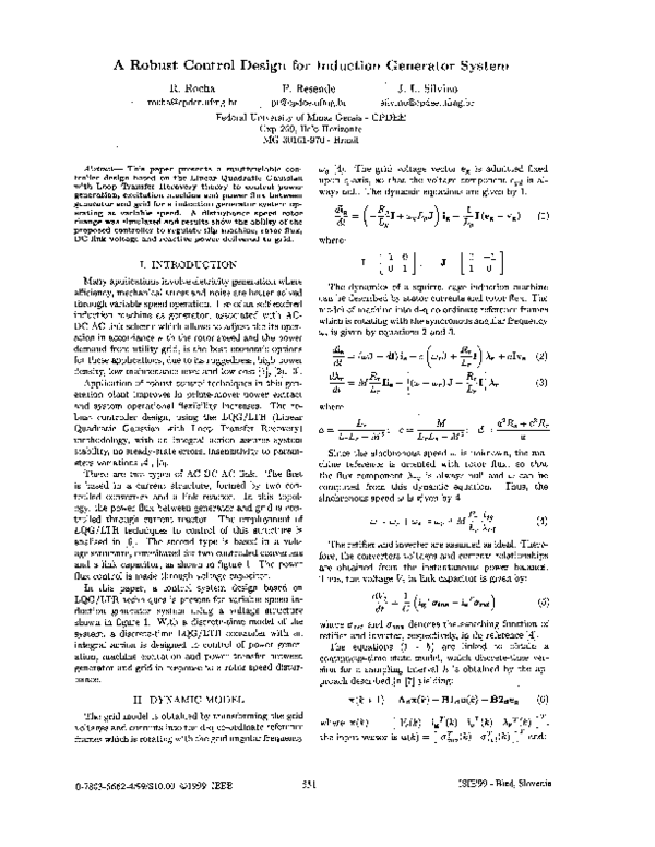 (PDF) A robust control design for induction generator system
