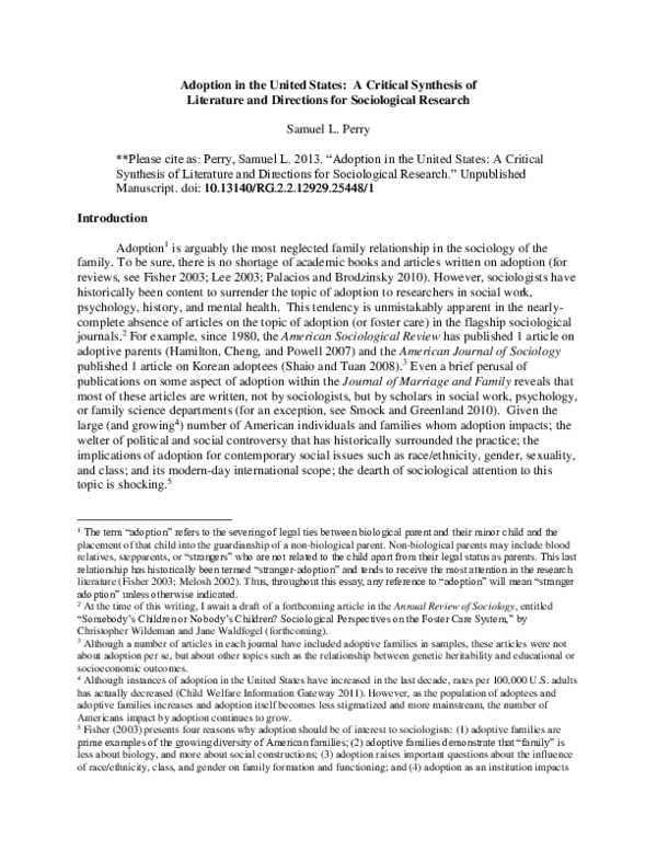 (PDF) Adoption in the United States: A Critical Synthesis of Literature ...