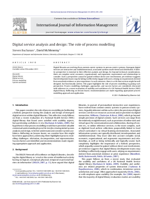 (PDF) Digital service analysis and design: The role of process modelling