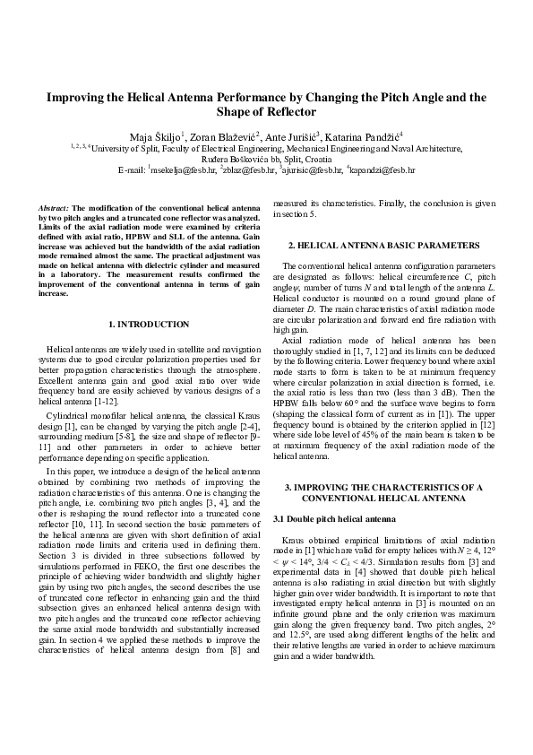 (PDF) Improving the Helical Antenna Performance by Changing the Pitch