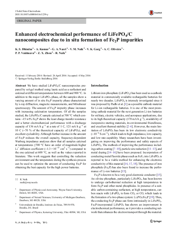 (PDF) Enhanced electrochemical performance of LiFePO 4 /C ...