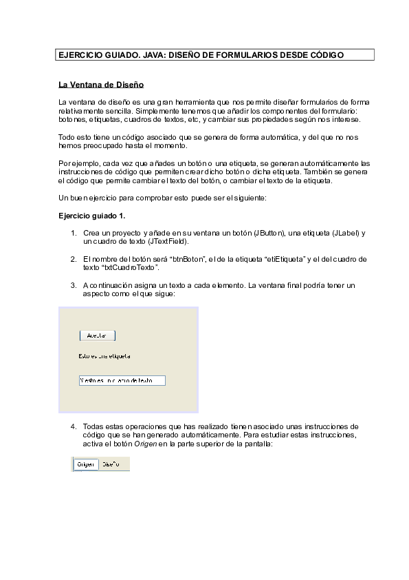 (DOC) EJERCICIO GUIADO. JAVA: DISEÑO DE FORMULARIOS DESDE CÓDIGO