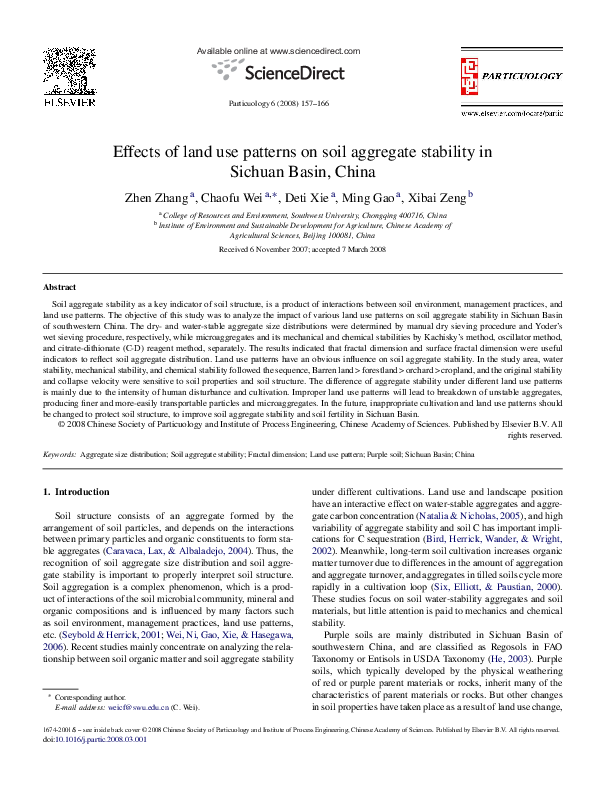 (PDF) Effects of land use patterns on soil aggregate stability in ...