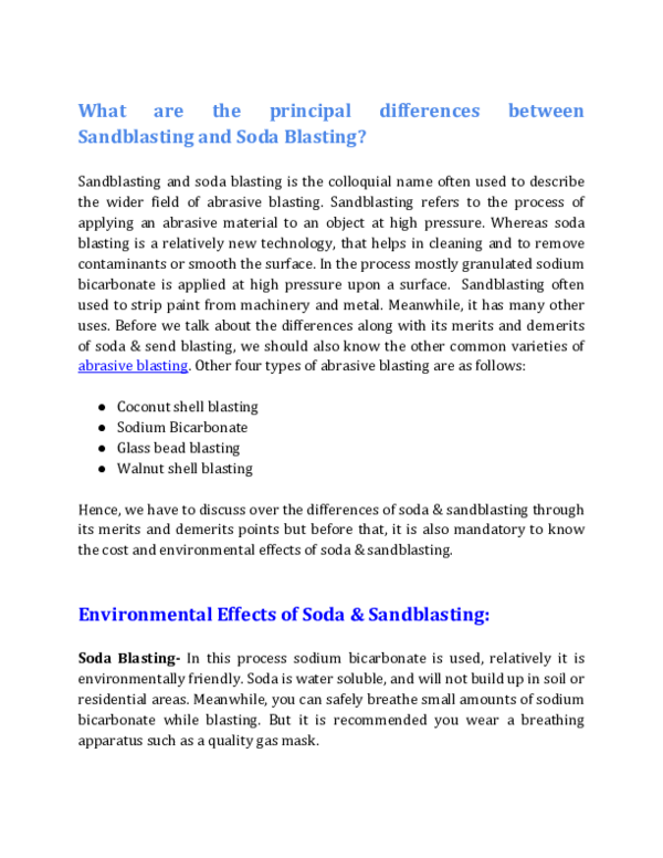 (PDF) What are the principal differences between Sandblasting and Soda