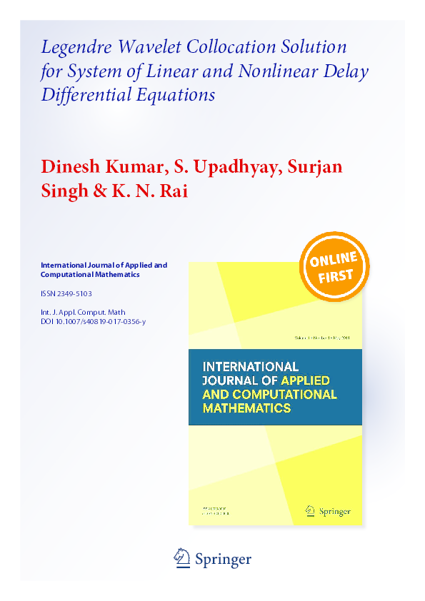 (PDF) Legendre Wavelet Collocation Solution for System of Linear and ...