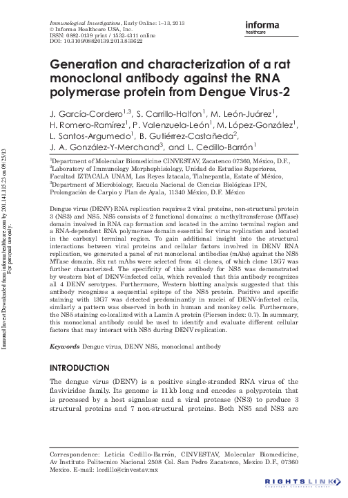 (PDF) Generation and characterization of a rat monoclonal antibody ...