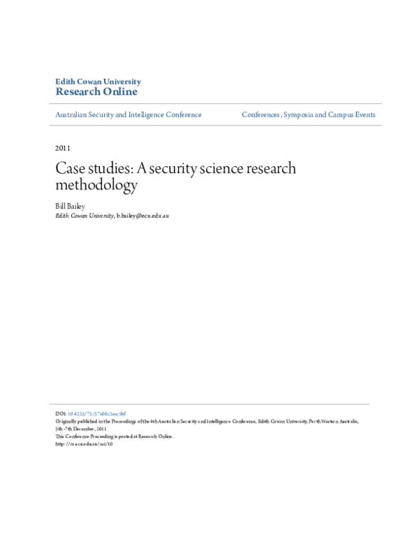 (PDF) Case studies: a security science research methodology