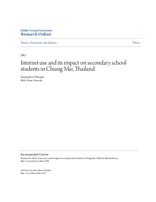 (PDF) Internet use and its impact on secondary school students in ...