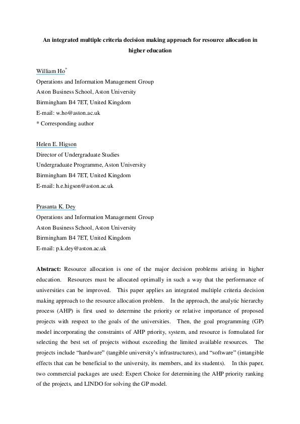 (PDF) An integrated multiple criteria decision making approach for ...