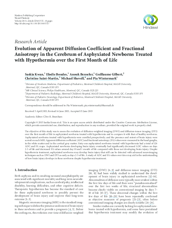 (PDF) Evolution of Apparent Diffusion Coefficient and Fractional ...