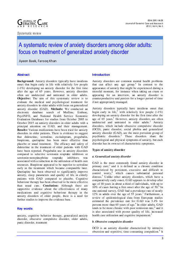 (PDF) A systematic review of anxiety disorders among older adults ...