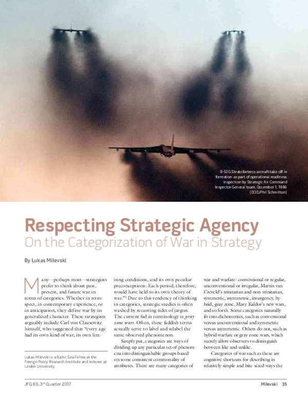 (PDF) Respecting Strategic Agency: On the Categorization of War in Strategy