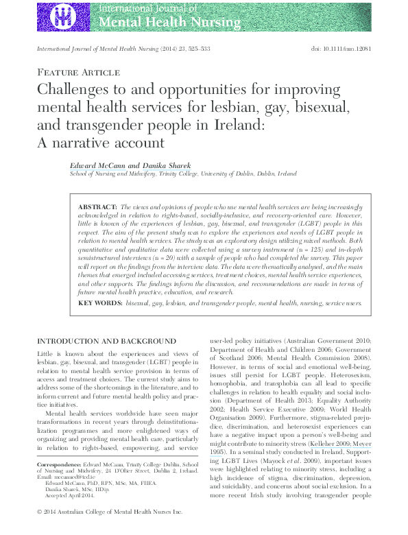 (PDF) Challenges to and opportunities for improving mental health ...