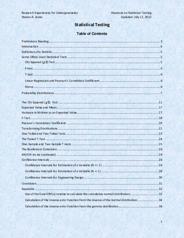 (DOC) Tutorial on Statistical Testing