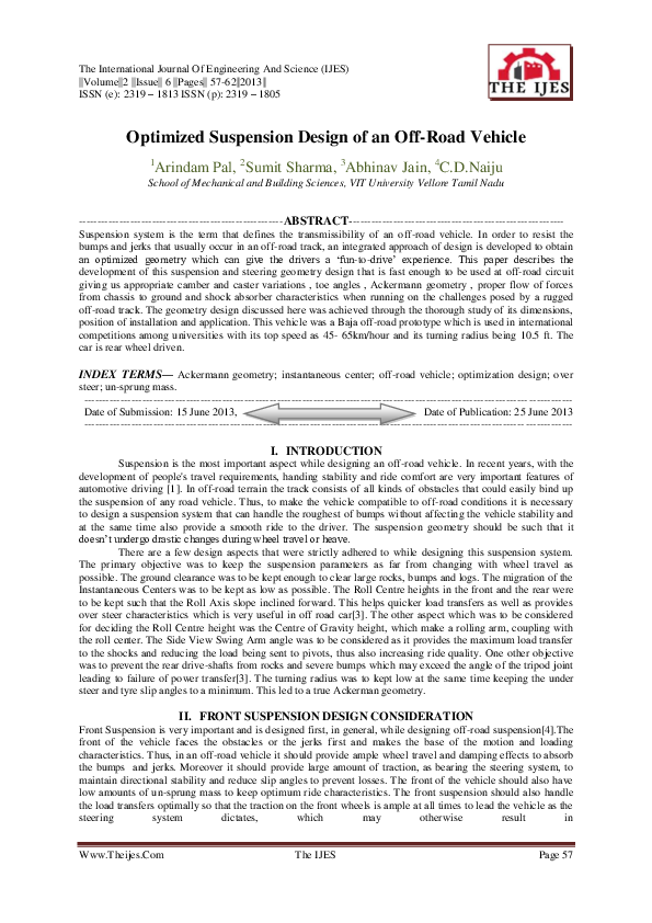(PDF) Optimized Suspension Design of an Off-Road Vehicle