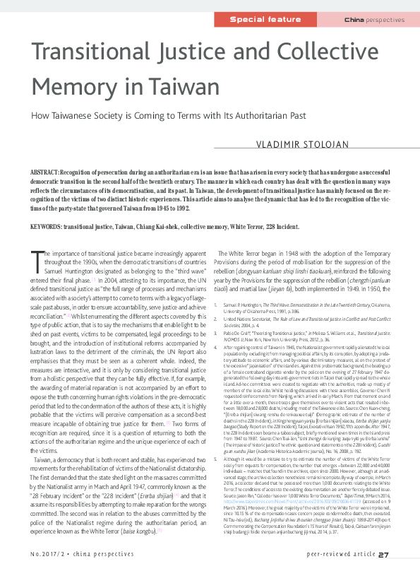 (PDF) Transitional justice and collective memory in Taiwan