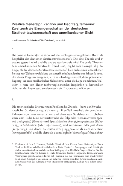 (PDF) Positive Generalprävention und Rechtsgutstheorie: Zwei zentrale ...