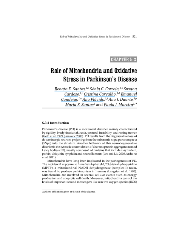 (PDF) Role of Mitochondria and Oxidative Stress in Parkinson’s Disease