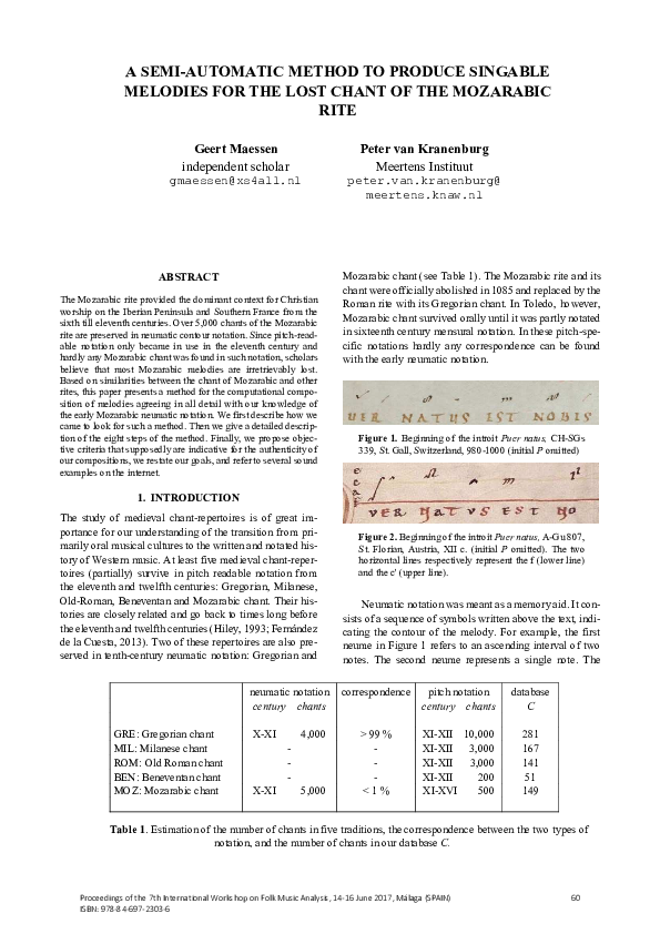 (PDF) A Semi-Automatic Method to Produce Singable Melodies for the Lost ...