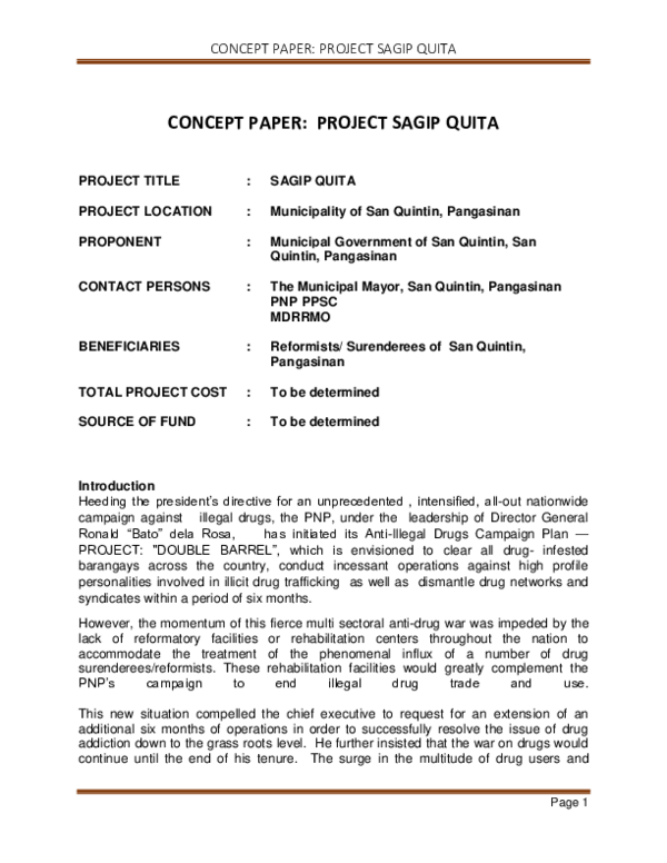 (DOC) CONCEPT PAPER: PROJECT SAGIP QUITA PROJECT TITLE : SAGIP QUITA ...