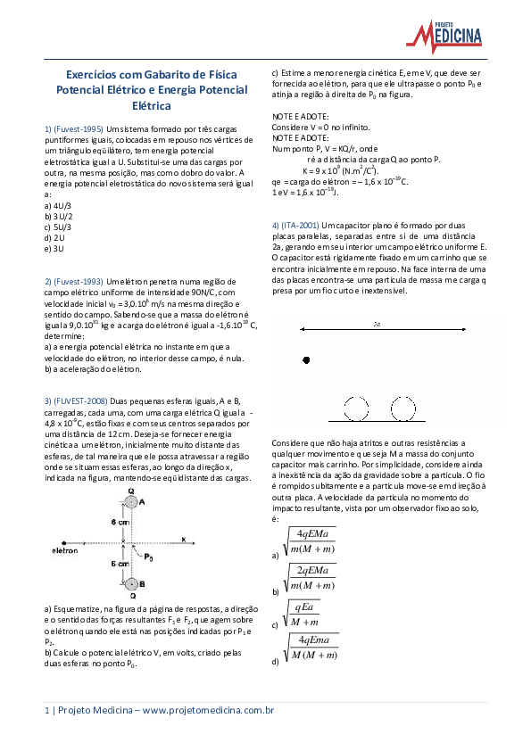  PDF Fisica Eletrostatica Potencial Eletrico Energia Potencial 