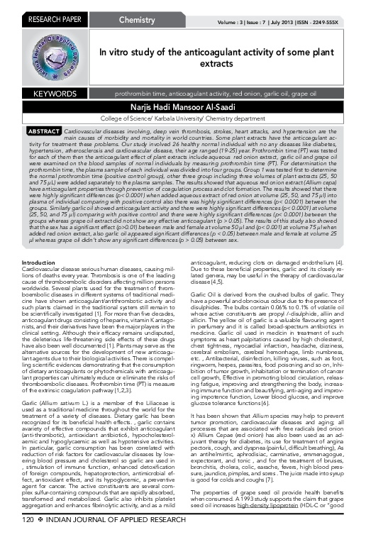 (PDF) In vitro study of the anticoagulant activity of some plant extracts
