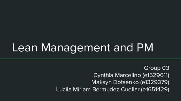 (PDF) Lean Management and PM