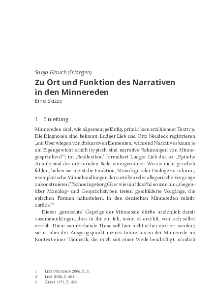 (PDF) Zu Ort und Funktion des Narrativen in den Minnereden. Eine Skizze