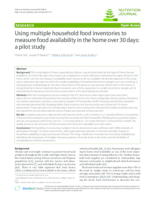 (PDF) Using multiple household food inventories to measure food ...