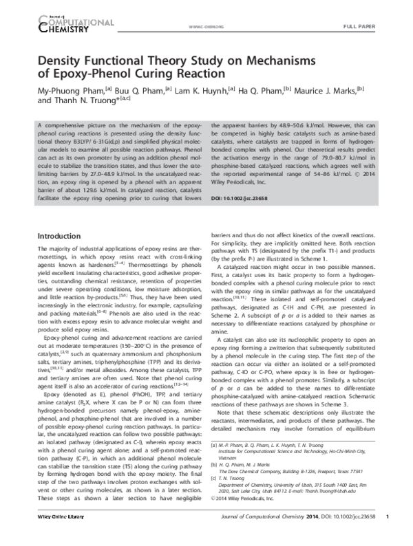 (PDF) Density Functional Theory Study on Mechanisms of Epoxy-Phenol ...