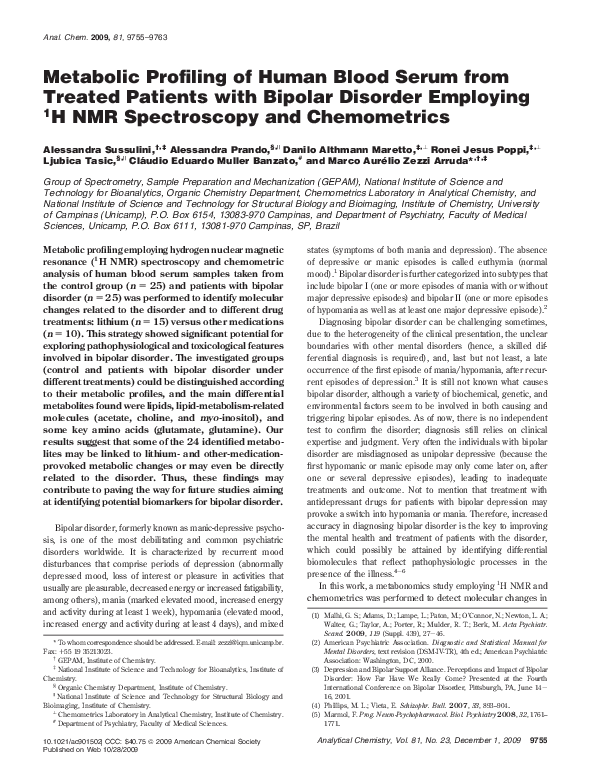 (PDF) Metabolic profiling of human blood serum from treated patients ...