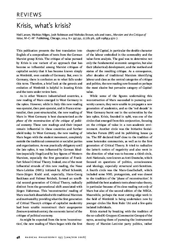 Pdf Crisis What Is Crisis On Value Theory
