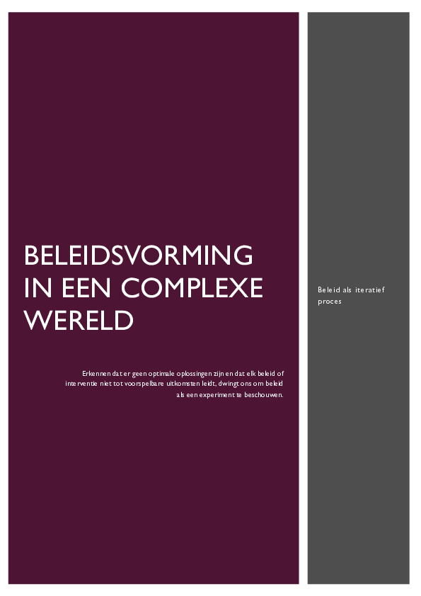 (PDF) BELEIDSVORMING IN EEN COMPLEXE WERELD Beleid als iteratief proces Remko Boonstra