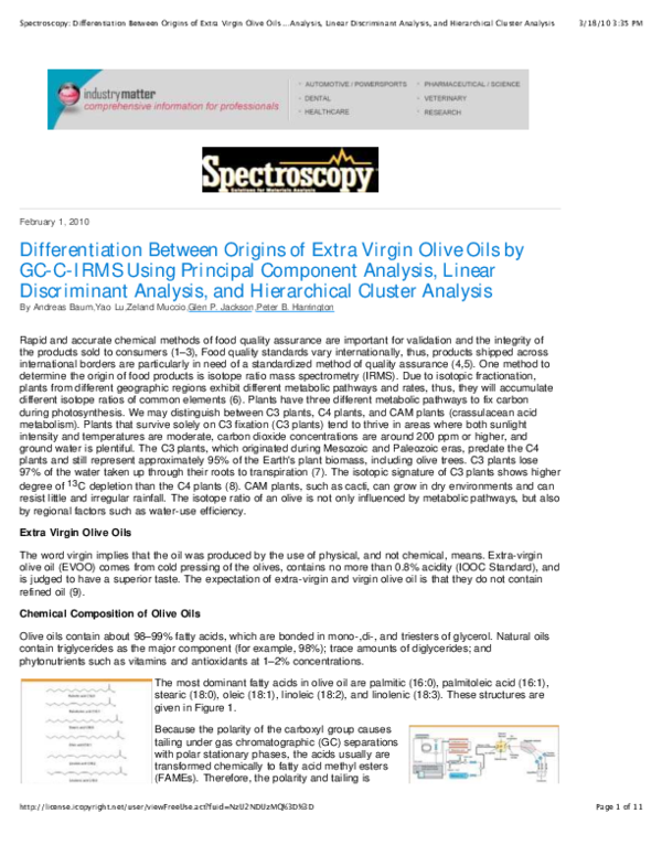 (PDF) Differentiation Between Origins of Extra Virgin Olive Oils by GC ...
