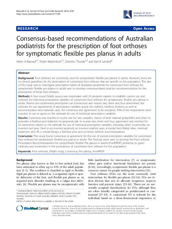 (PDF) Consensus-based recommendations of Australian podiatrists for the ...