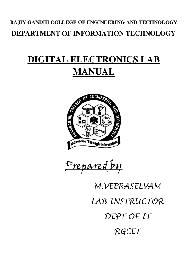 (DOC) RAJIV GANDHI COLLEGE OF ENGINEERING AND TECHNOLOGY DIGITAL