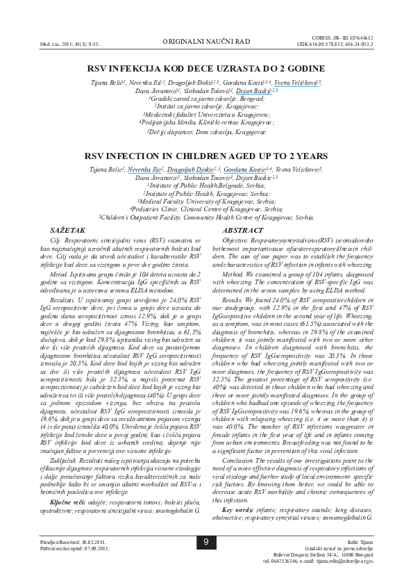 (PDF) RSV infection in children aged up to 2 years