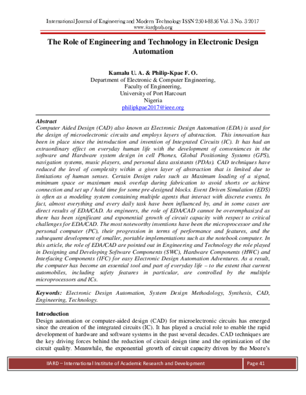 (PDF) The Role of Engineering and Technology in Electronic Design ...