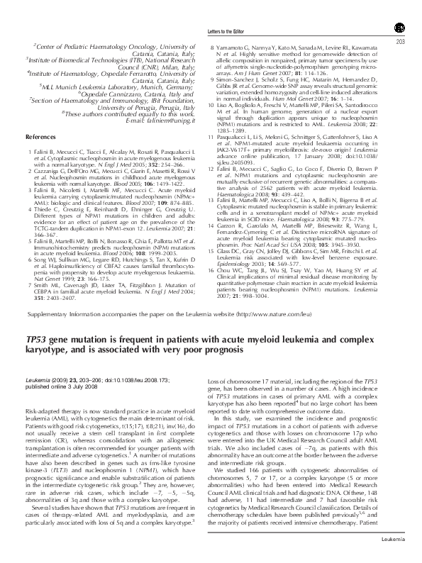 (PDF) TP53 gene mutation is frequent in patients with acute myeloid ...