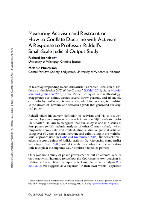 (PDF) Measuring Activism and Restraint or How to Conflate Doctrine with ...