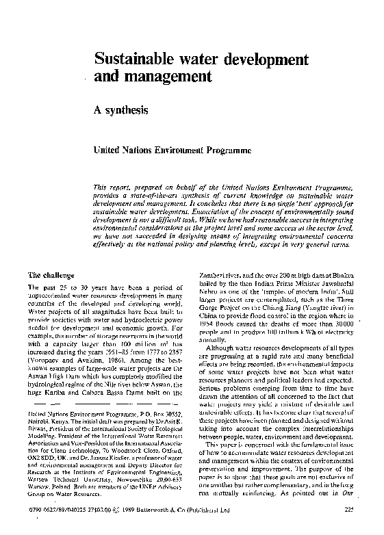 (PDF) Sustainable Water Development and Management