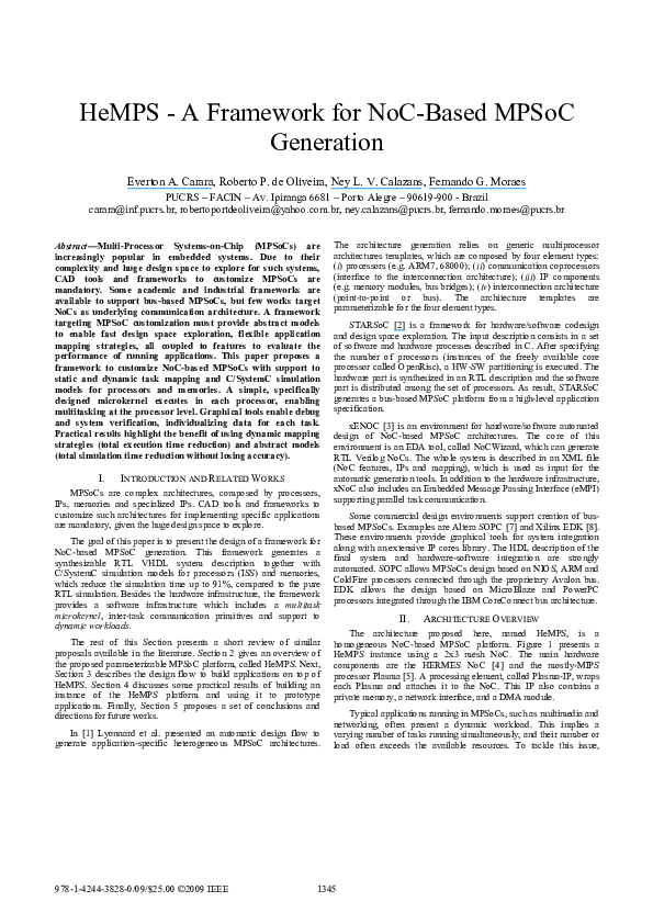 (PDF) HeMPS - a framework for NoC-based MPSoC generation