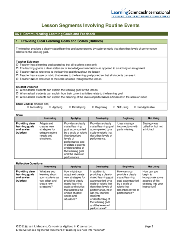 (PDF) Lesson Segments Involving Routine Events DQ1: Communicating ...