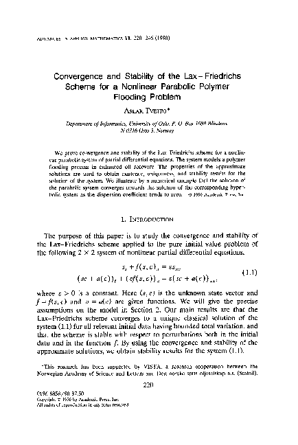 (PDF) Convergence and stability of the Lax-Friedrichs scheme for a ...