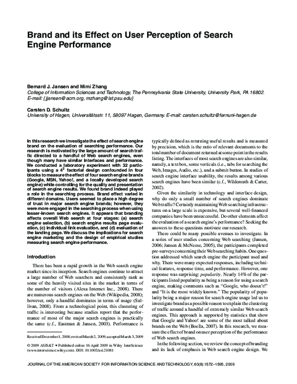 (PDF) Brand and its effect on user perception of search engine performance