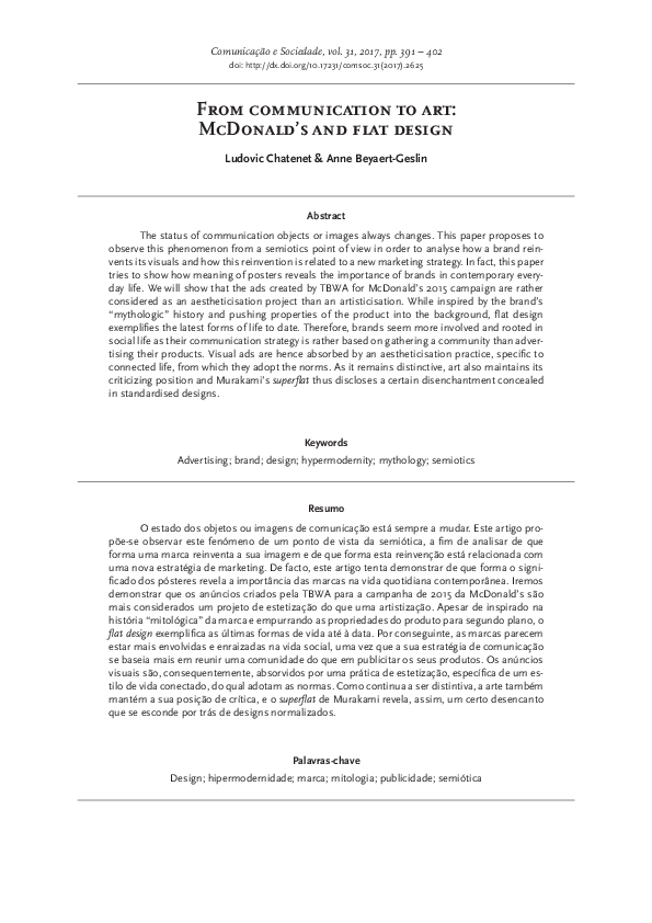 (PDF) From communication to art McDonald's and flat design Ludovic