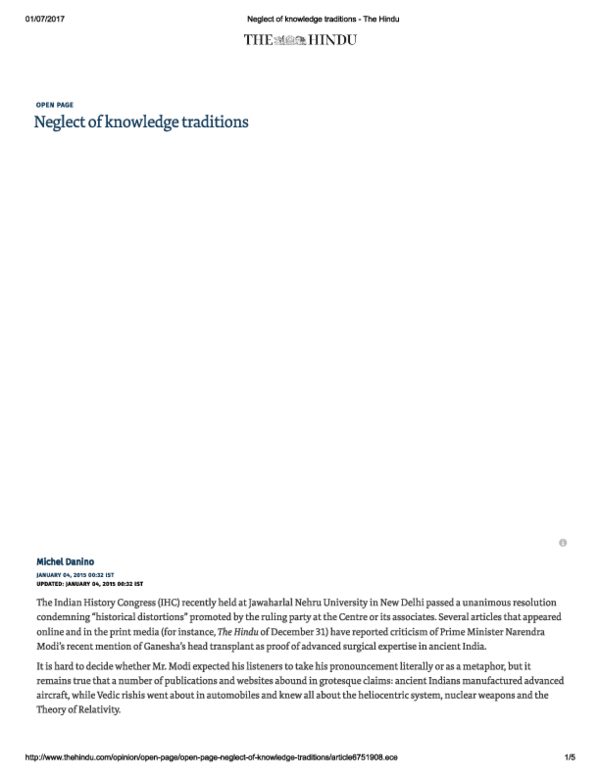 (PDF) Neglect of knowledge traditions